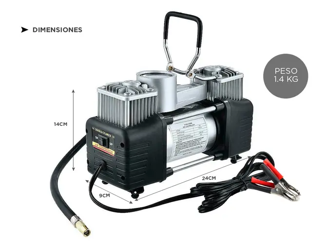 INFLADOR DE NEUMATICOS DOBLE CILINDRO CON MANOMETROS (PIDE Y PAGA EN CASA)